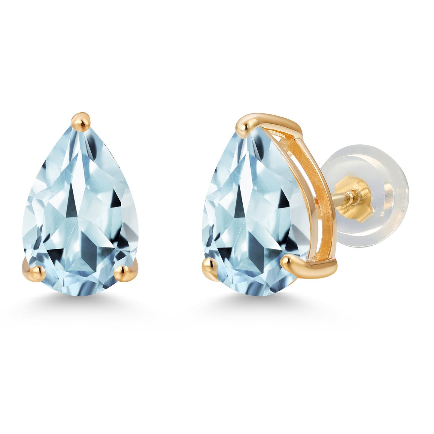 14K Yellow Gold 9X6MM Pear Shape Gemstone Birthstone Teardrop Earrings | Gold Earrings For Women Men