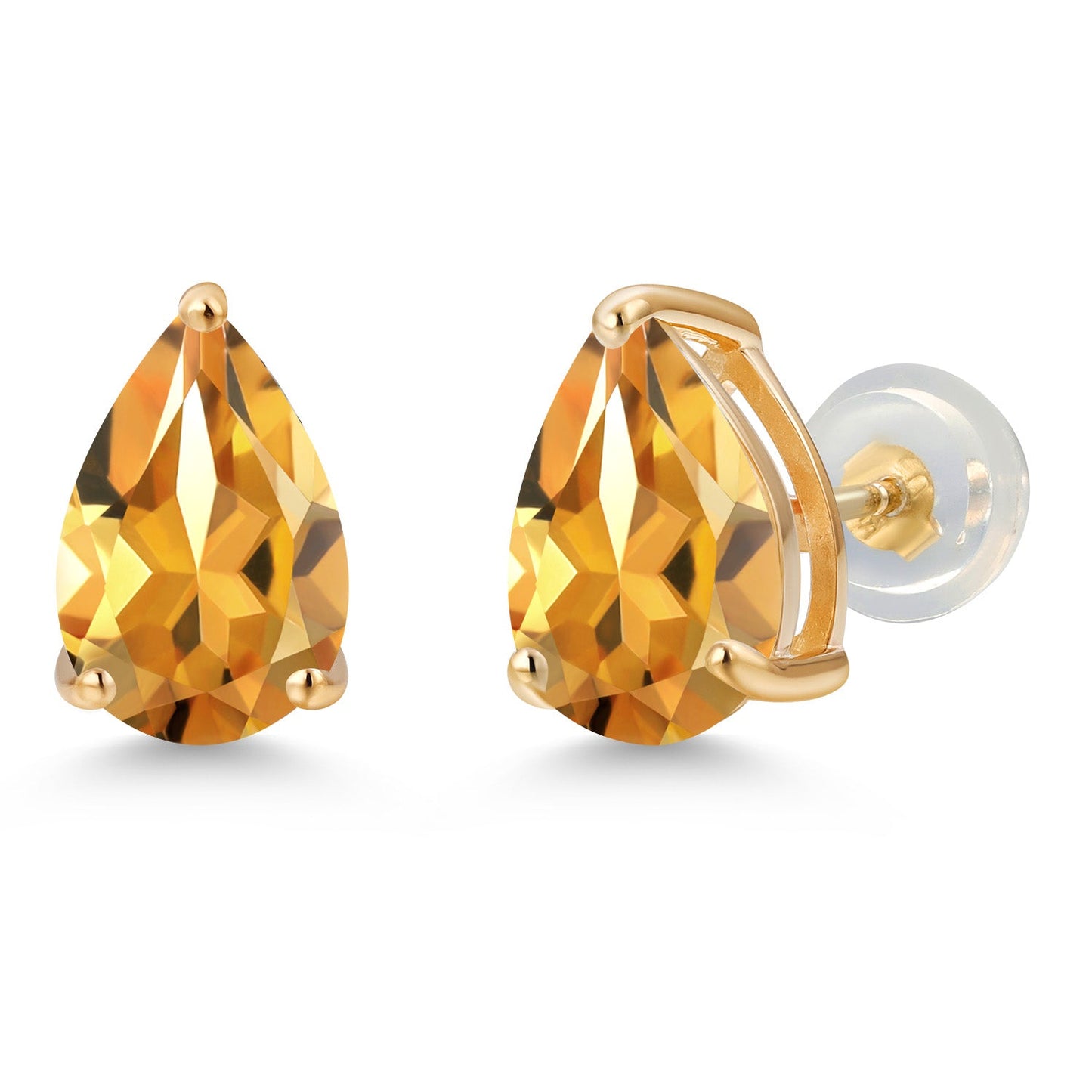 14K Yellow Gold 9X6MM Pear Shape Gemstone Birthstone Teardrop Earrings | Gold Earrings For Women Men