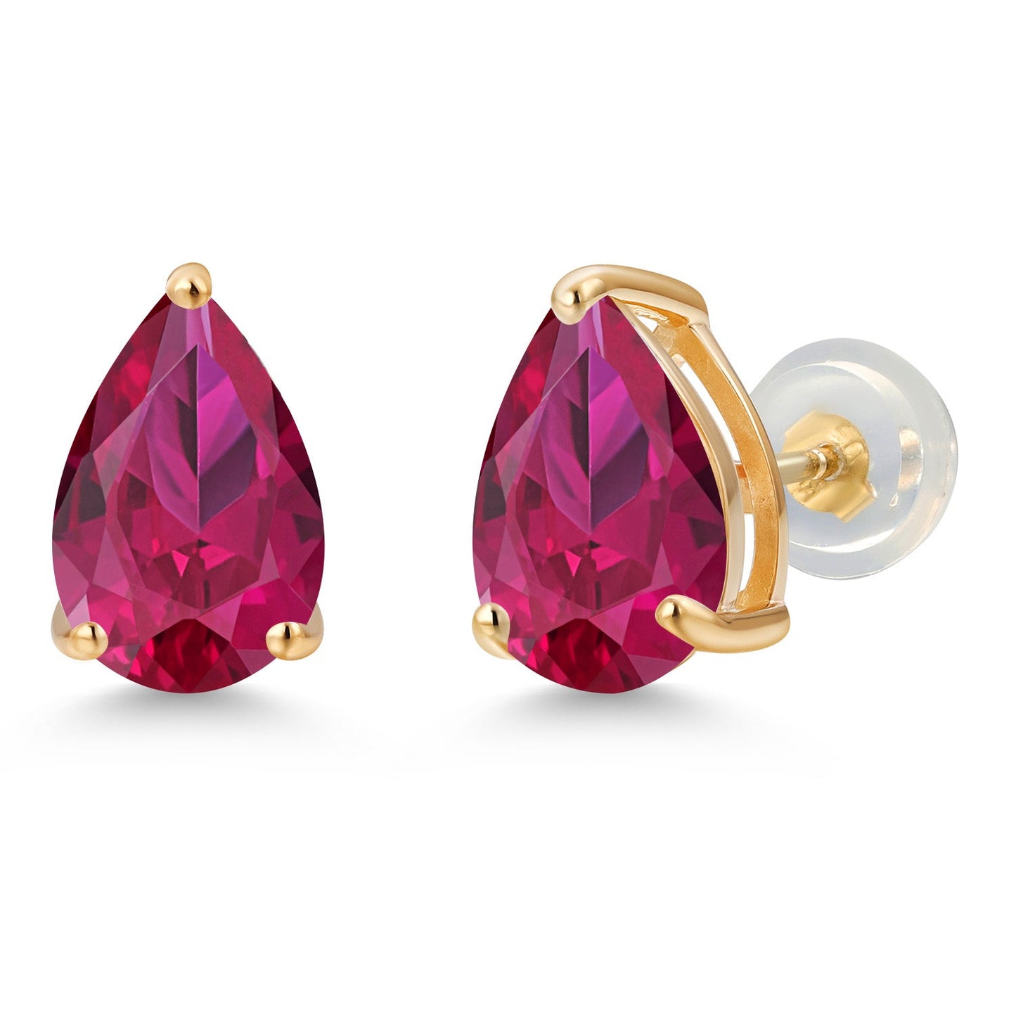 14K Yellow Gold 9X6MM Pear Shape Gemstone Birthstone Teardrop Earrings | Gold Earrings For Women Men