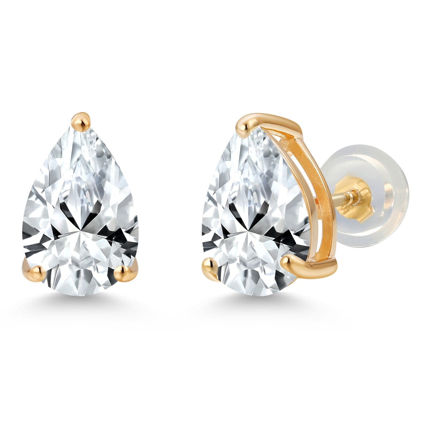 14K Yellow Gold 9X6MM Pear Shape Gemstone Birthstone Teardrop Earrings | Gold Earrings For Women Men