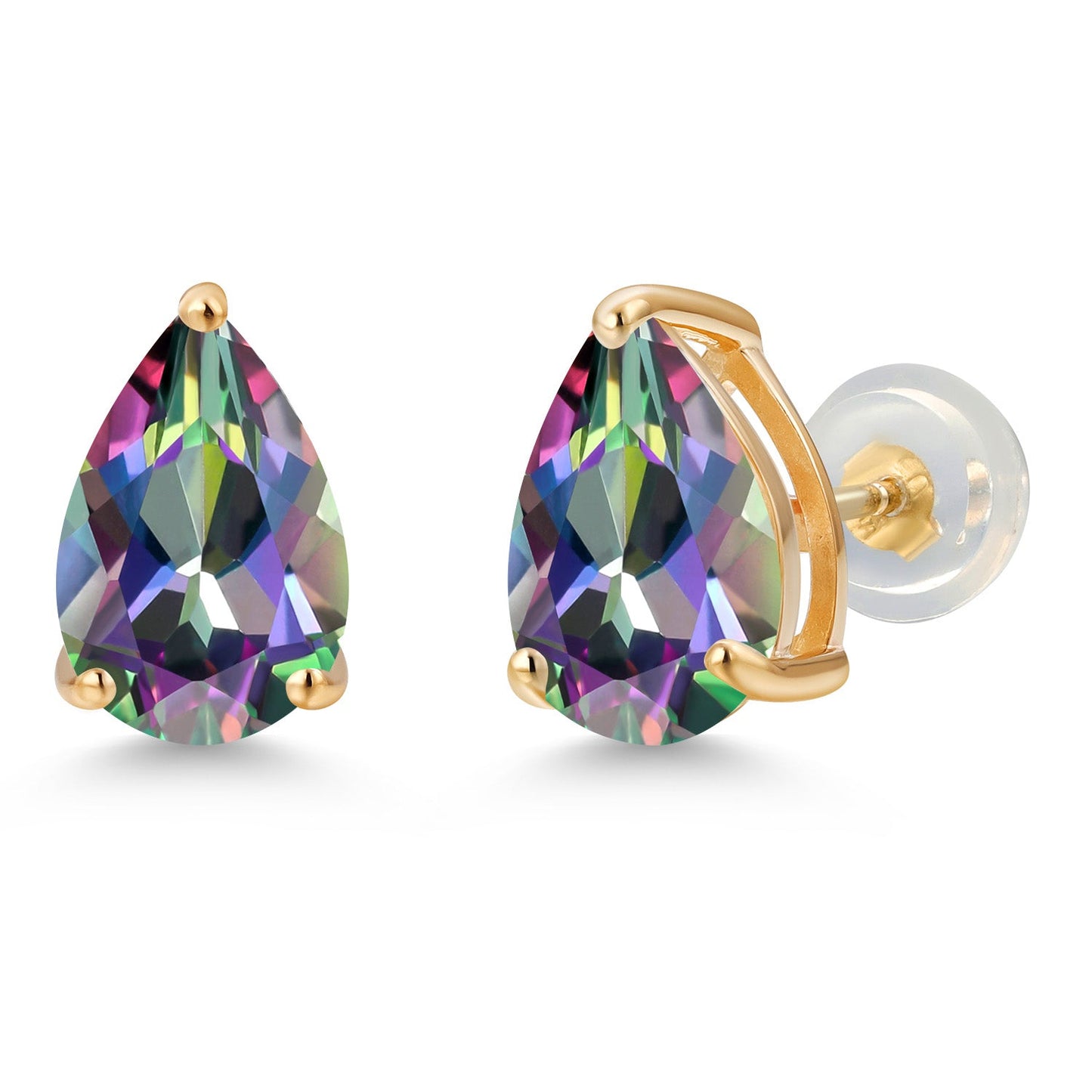 14K Yellow Gold 9X6MM Pear Shape Gemstone Birthstone Teardrop Earrings | Gold Earrings For Women Men