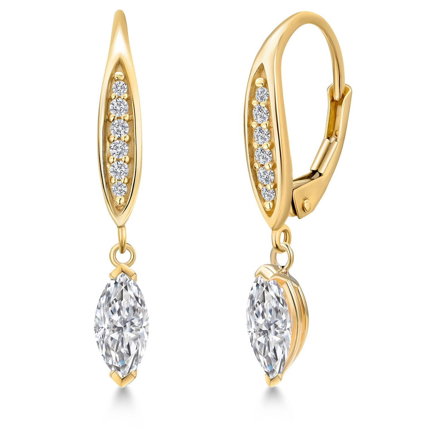 10K Yellow Gold Lab Grown Diamond Earrings for Women | 0.68 Cttw | Gemstone April Birthstone | Marquise 7X3MM