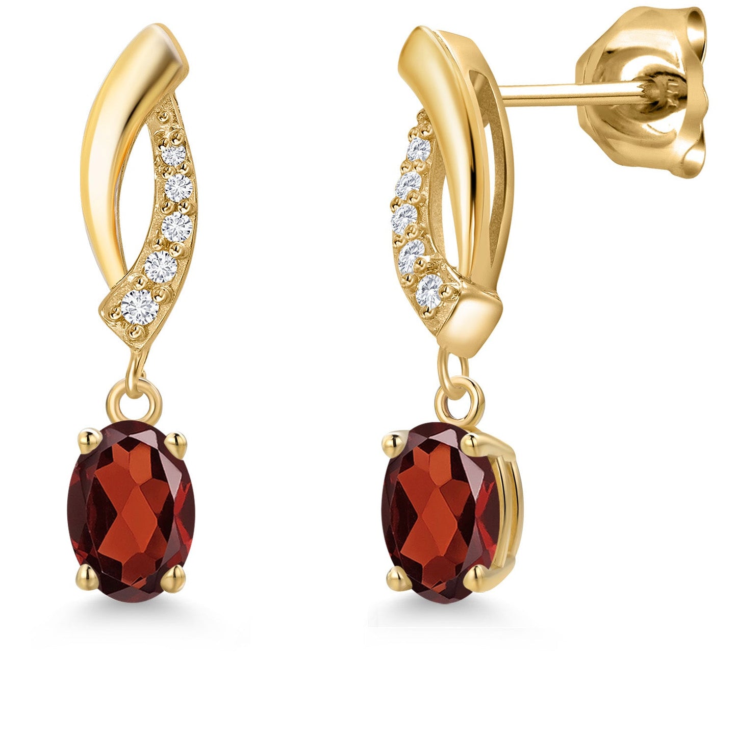 10K Yellow Gold 6X4MM Oval Cut Gemstone Birthstone and White Lab Grown Diamond Infinity Dangle Earrings for Women | Gold Earrings For Women