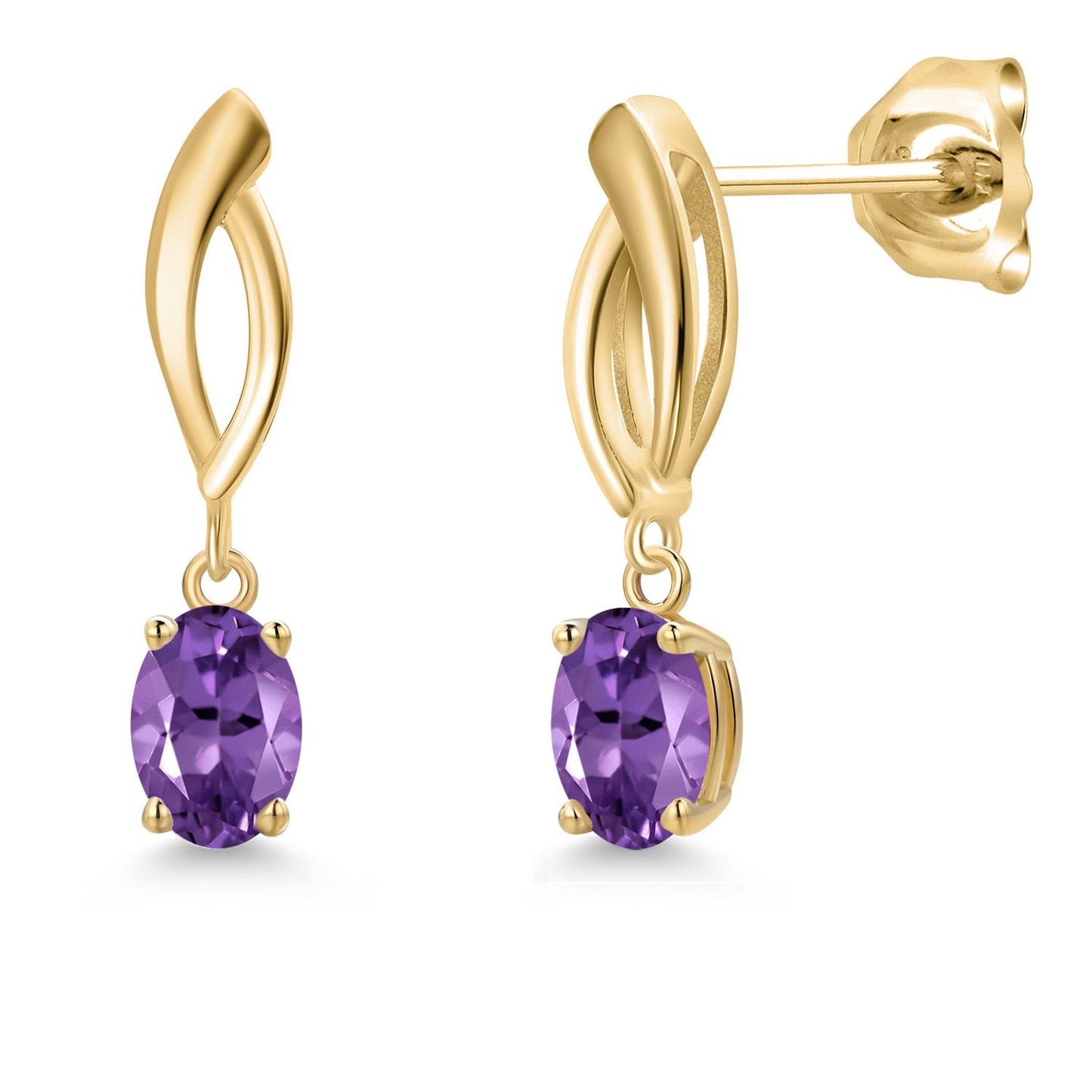 10K Yellow Gold 6X4MM Oval Cut Gemstone Birthstone Infinity Dangle Earrings For Women | Gold Earrings For Women