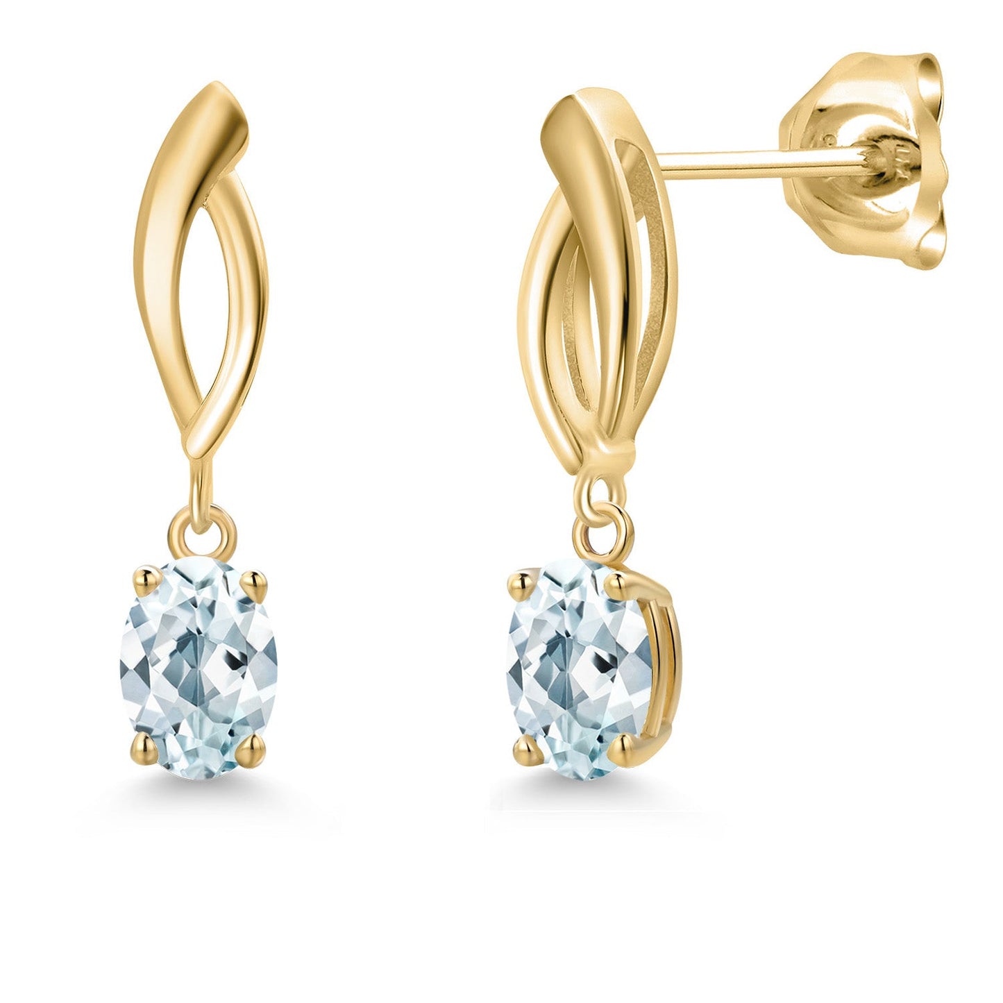 10K Yellow Gold 6X4MM Oval Cut Gemstone Birthstone Infinity Dangle Earrings For Women | Gold Earrings For Women