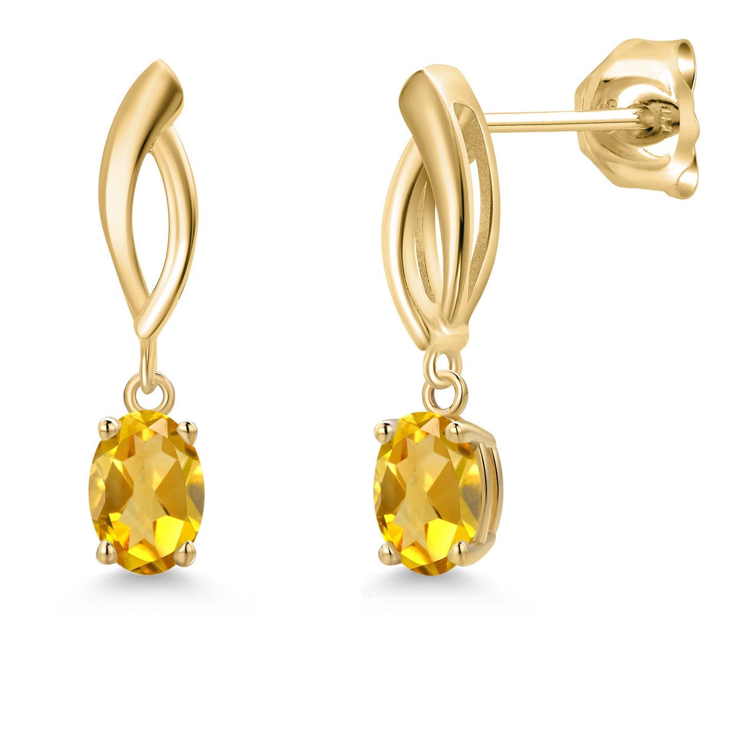 10K Yellow Gold 6X4MM Oval Cut Gemstone Birthstone Infinity Dangle Earrings For Women | Gold Earrings For Women