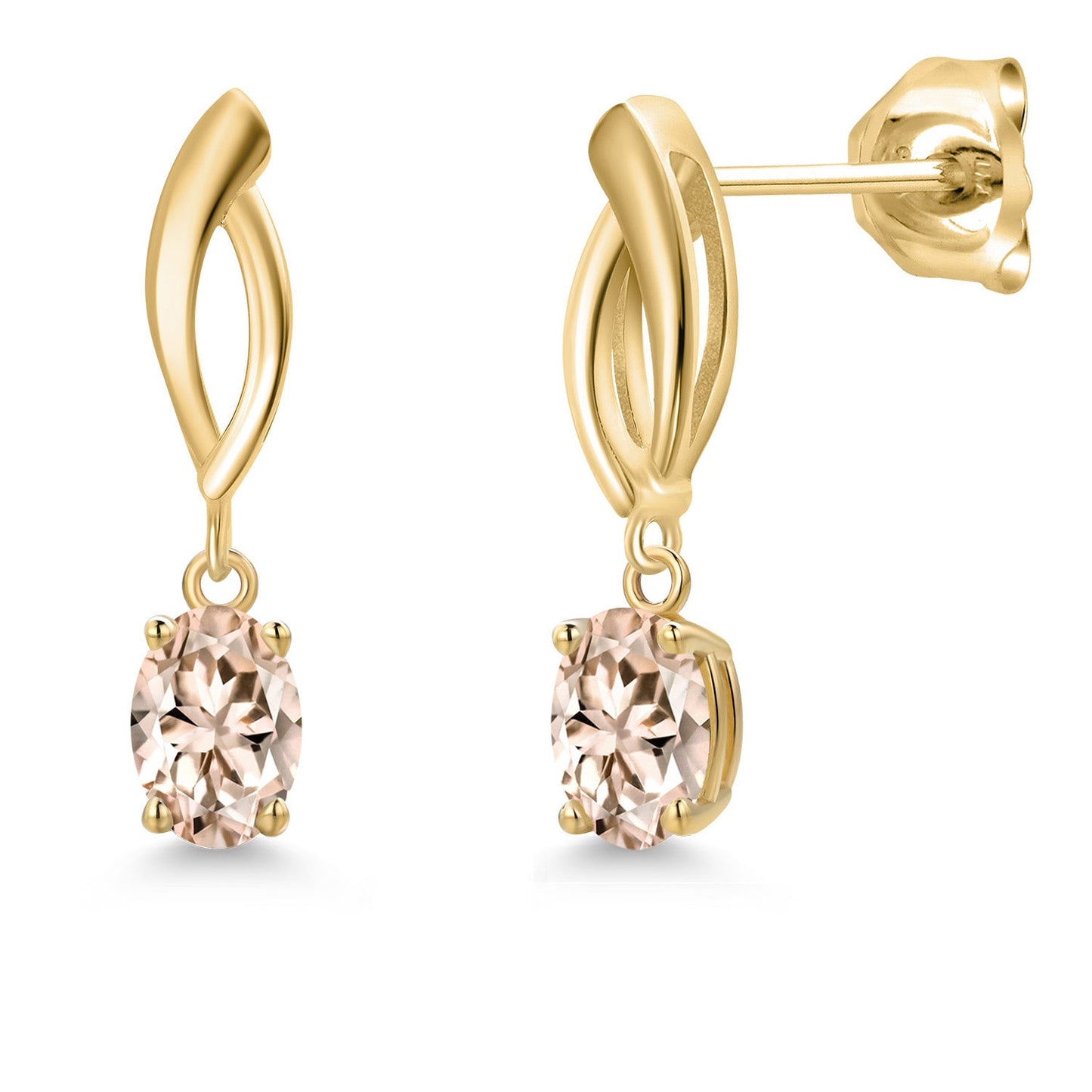 10K Yellow Gold 6X4MM Oval Cut Gemstone Birthstone Infinity Dangle Earrings For Women | Gold Earrings For Women