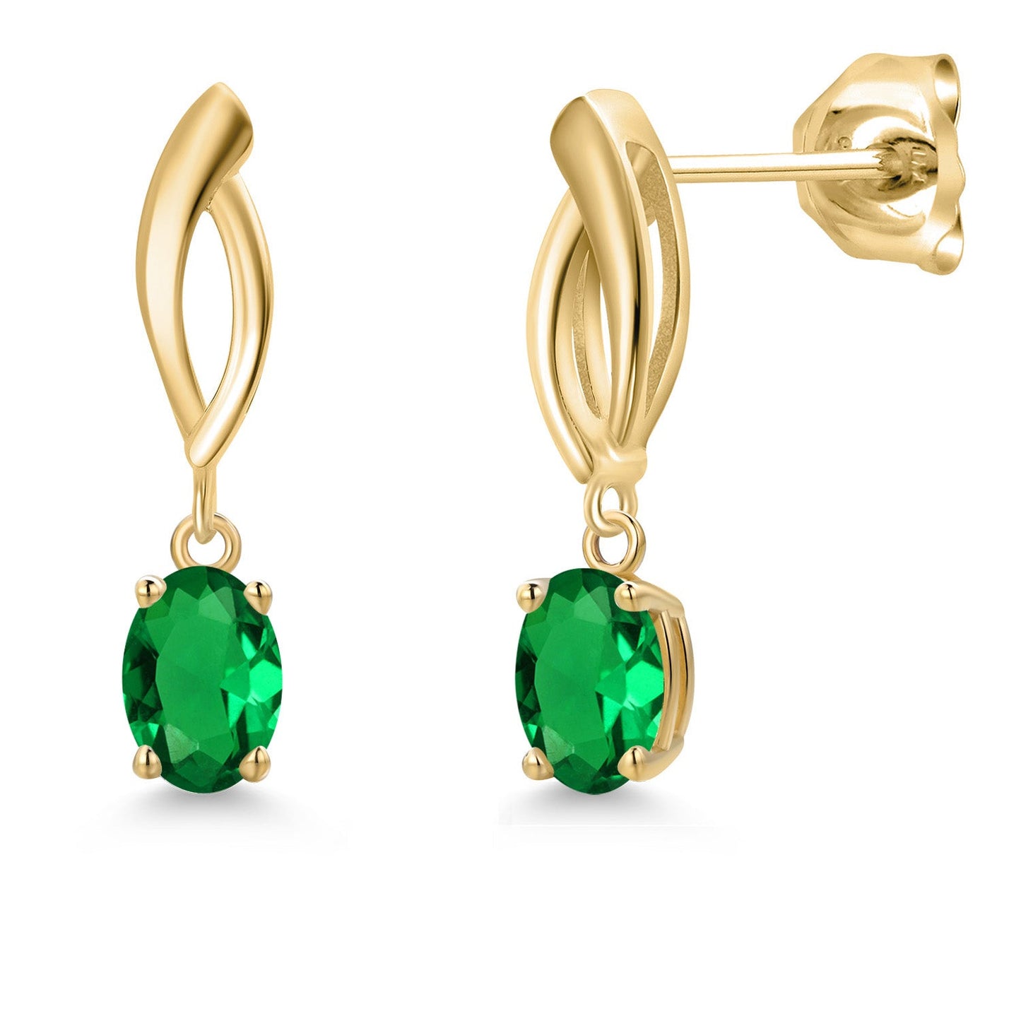 10K Yellow Gold 6X4MM Oval Cut Gemstone Birthstone Infinity Dangle Earrings For Women | Gold Earrings For Women