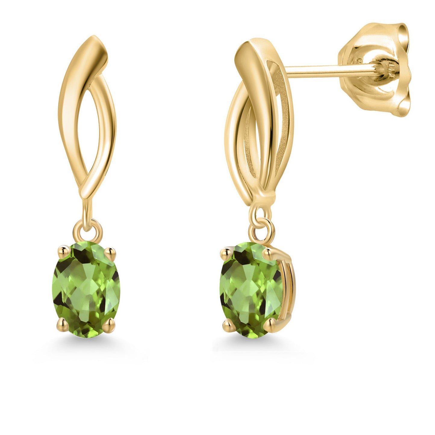 10K Yellow Gold 6X4MM Oval Cut Gemstone Birthstone Infinity Dangle Earrings For Women | Gold Earrings For Women