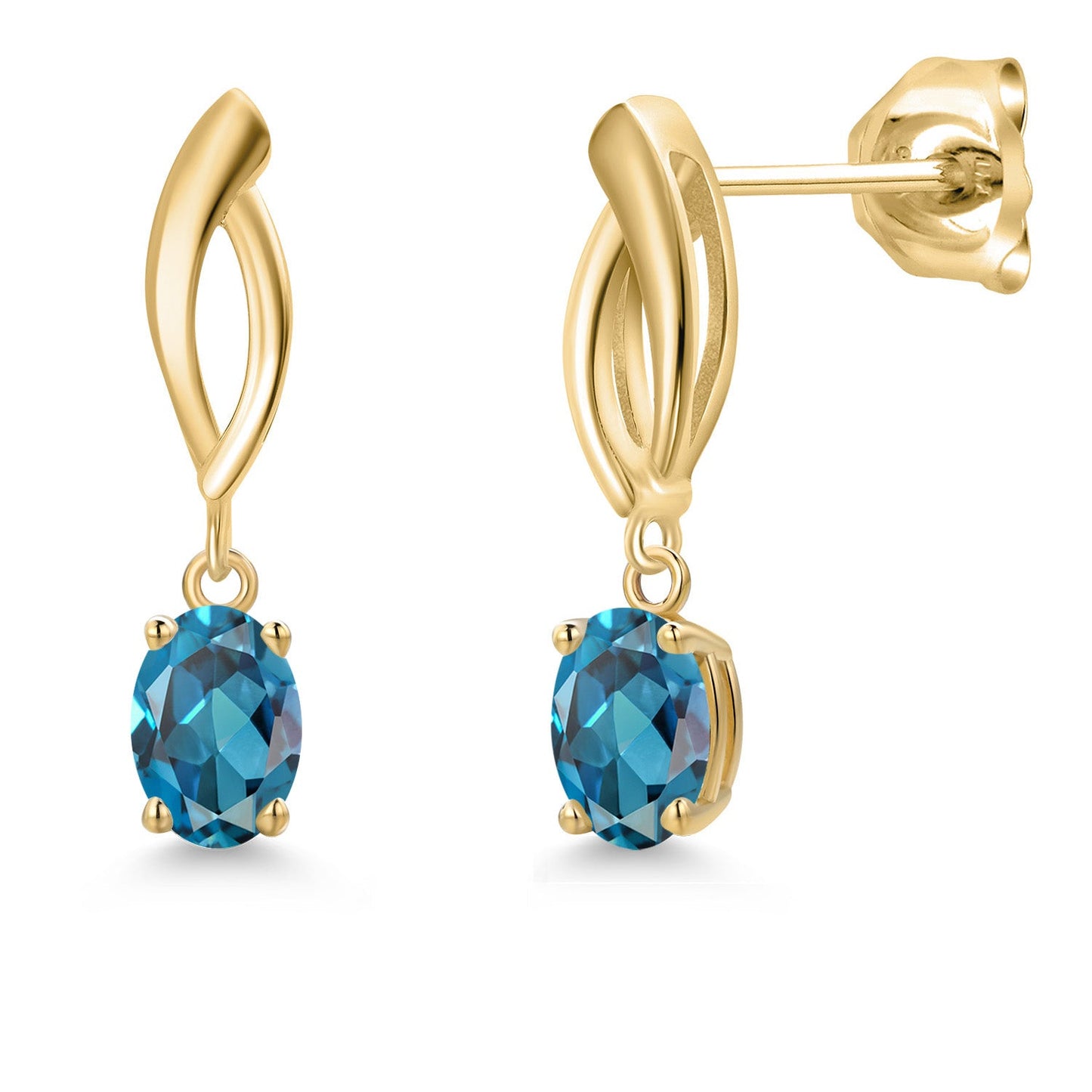 10K Yellow Gold 6X4MM Oval Cut Gemstone Birthstone Infinity Dangle Earrings For Women | Gold Earrings For Women