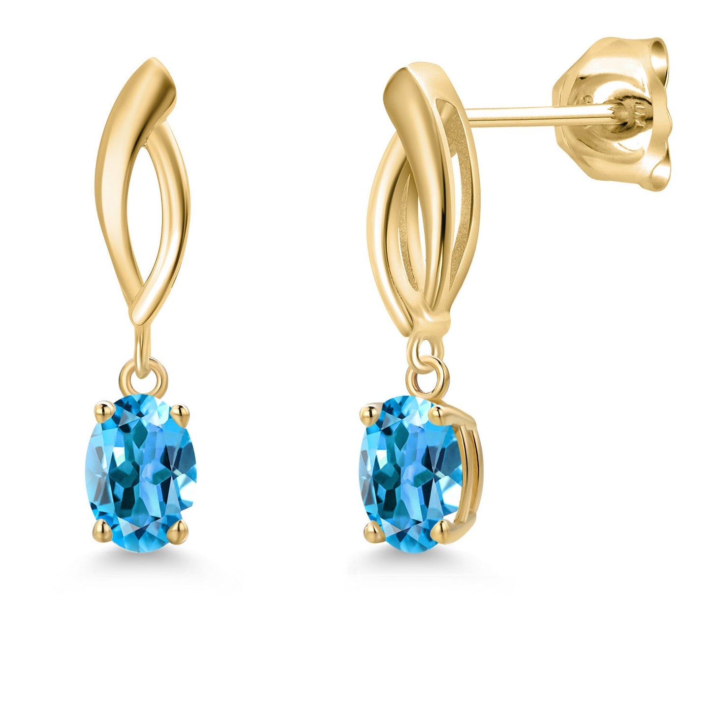 10K Yellow Gold 6X4MM Oval Cut Gemstone Birthstone Infinity Dangle Earrings For Women | Gold Earrings For Women