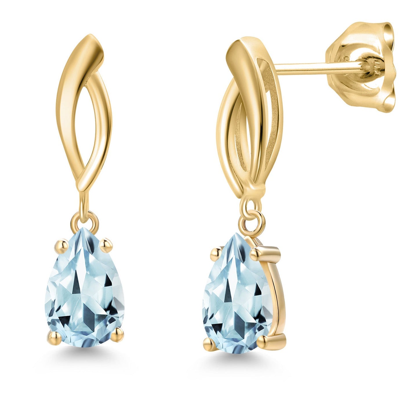 10K Yellow Gold 8X5MM Pear Shape Gemstone Birthstone Infinity Dangle Earrings For Women | Gold Earrings For Women