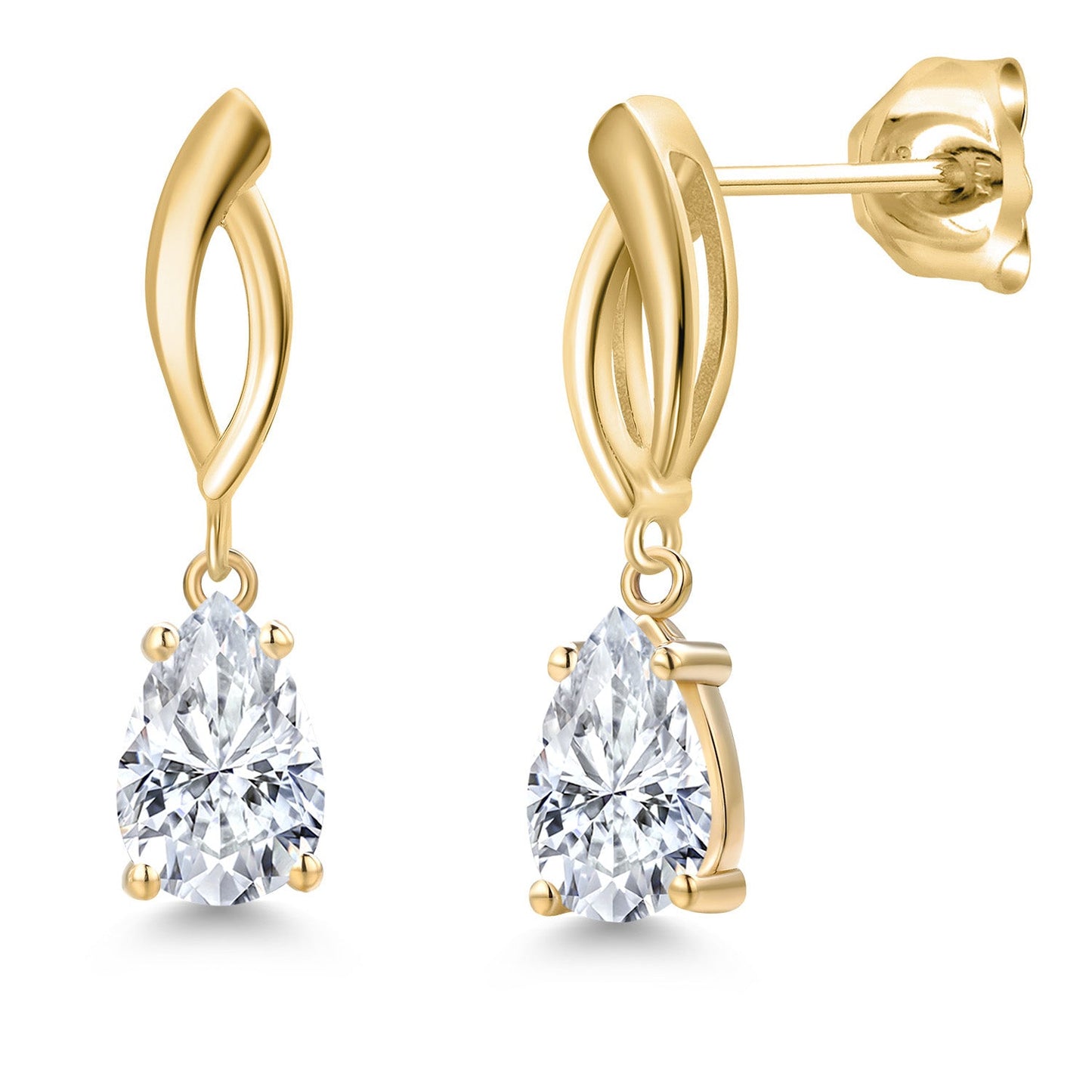 10K Yellow Gold 8X5MM Pear Shape Gemstone Birthstone Infinity Dangle Earrings For Women | Gold Earrings For Women