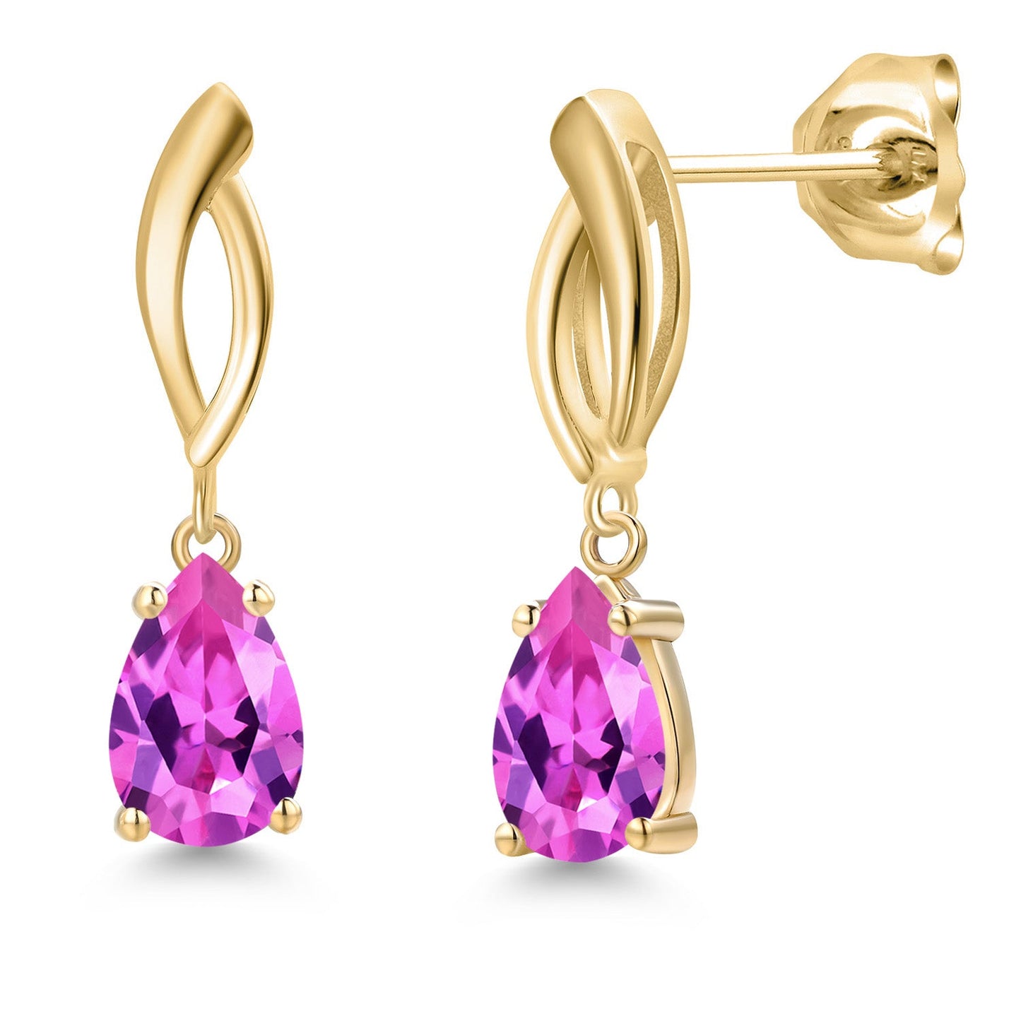 10K Yellow Gold 8X5MM Pear Shape Gemstone Birthstone Infinity Dangle Earrings For Women | Gold Earrings For Women