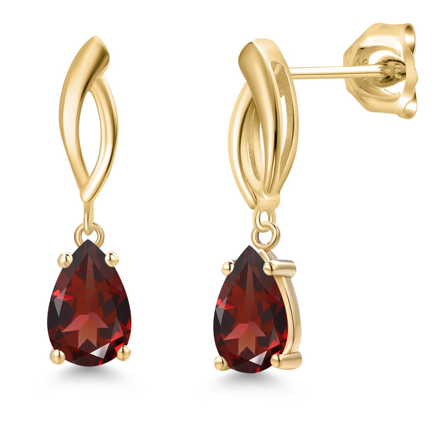 10K Yellow Gold 8X5MM Pear Shape Gemstone Birthstone Infinity Dangle Earrings For Women | Gold Earrings For Women