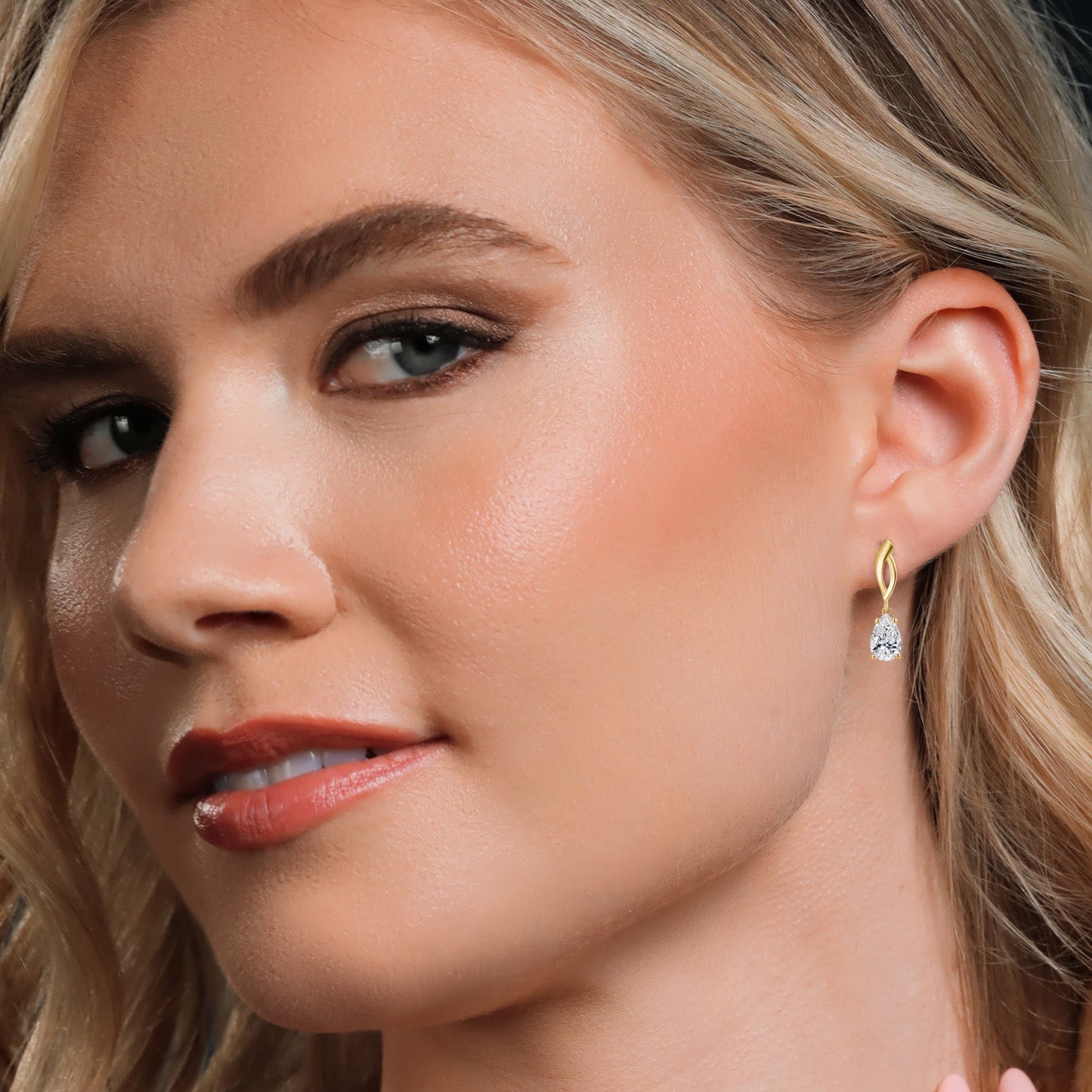 10K Yellow Gold 8X5MM Pear Shape Gemstone Birthstone Infinity Dangle Earrings For Women | Gold Earrings For Women