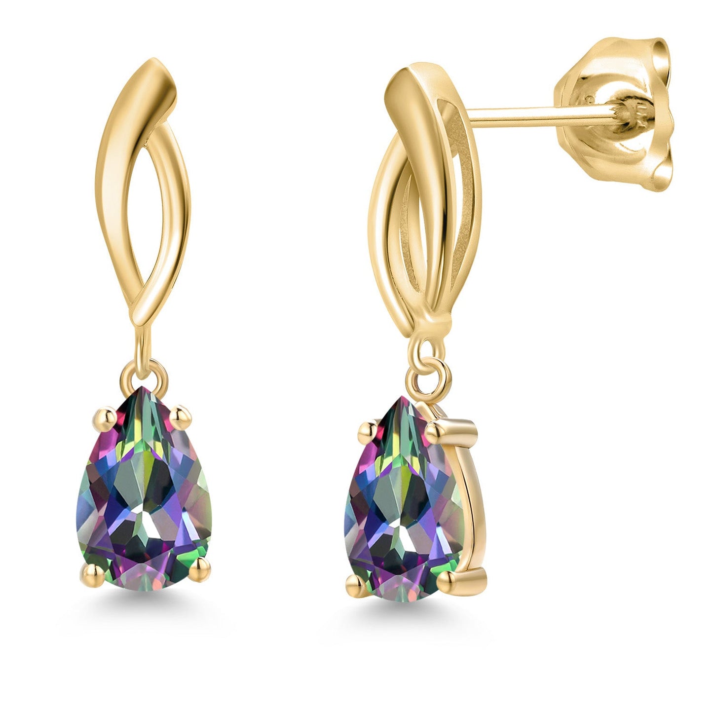 10K Yellow Gold 8X5MM Pear Shape Gemstone Birthstone Infinity Dangle Earrings For Women | Gold Earrings For Women