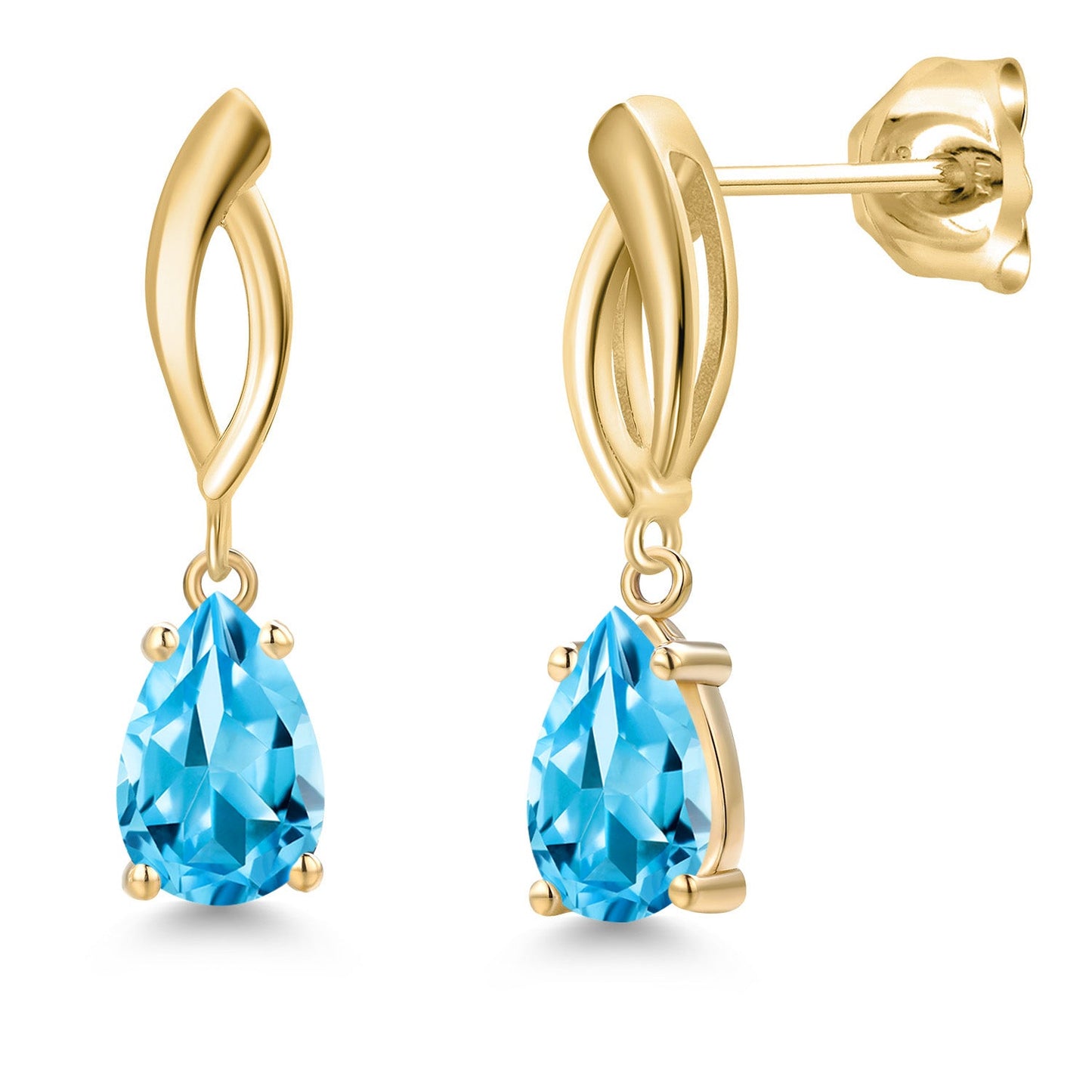 10K Yellow Gold 8X5MM Pear Shape Gemstone Birthstone Infinity Dangle Earrings For Women | Gold Earrings For Women