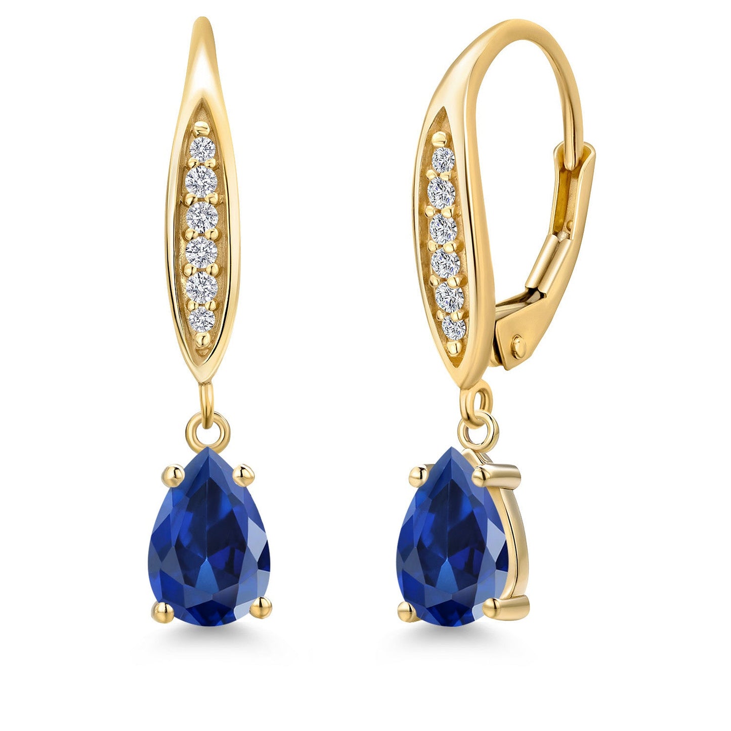 7X5MM Pear Shape Gemstone Birhtstone and Lab Grown Diamond Leverback Dangle Earrings for Women in 10K Yellow Gold | Fine Jewelry Gifts for Her Mom Women Wife