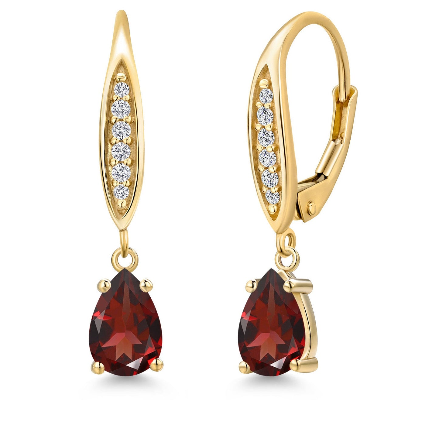 7X5MM Pear Shape Gemstone Birhtstone and Lab Grown Diamond Leverback Dangle Earrings for Women in 10K Yellow Gold | Fine Jewelry Gifts for Her Mom Women Wife