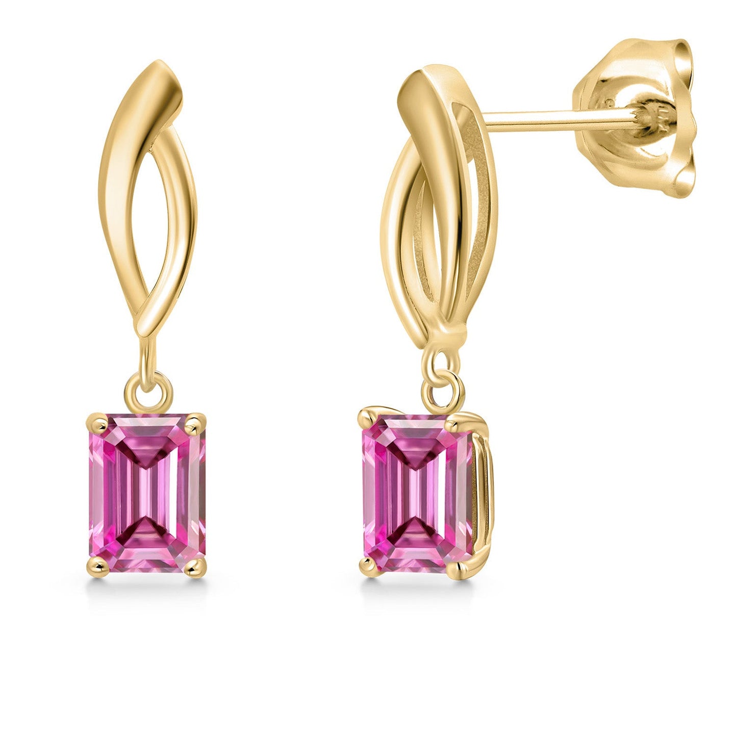 10K Yellow Gold Gemstone Birthstone Infinity Dangle Earrings | Emerald Cut 6X4MM | Gold Earrings for Women | Fine Jewelry Gifts for Her Mom Women Wife