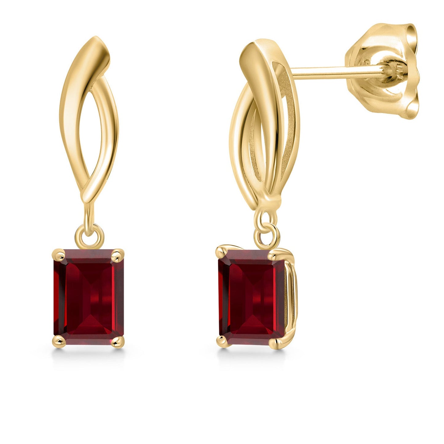 10K Yellow Gold Gemstone Birthstone Infinity Dangle Earrings | Emerald Cut 6X4MM | Gold Earrings for Women | Fine Jewelry Gifts for Her Mom Women Wife