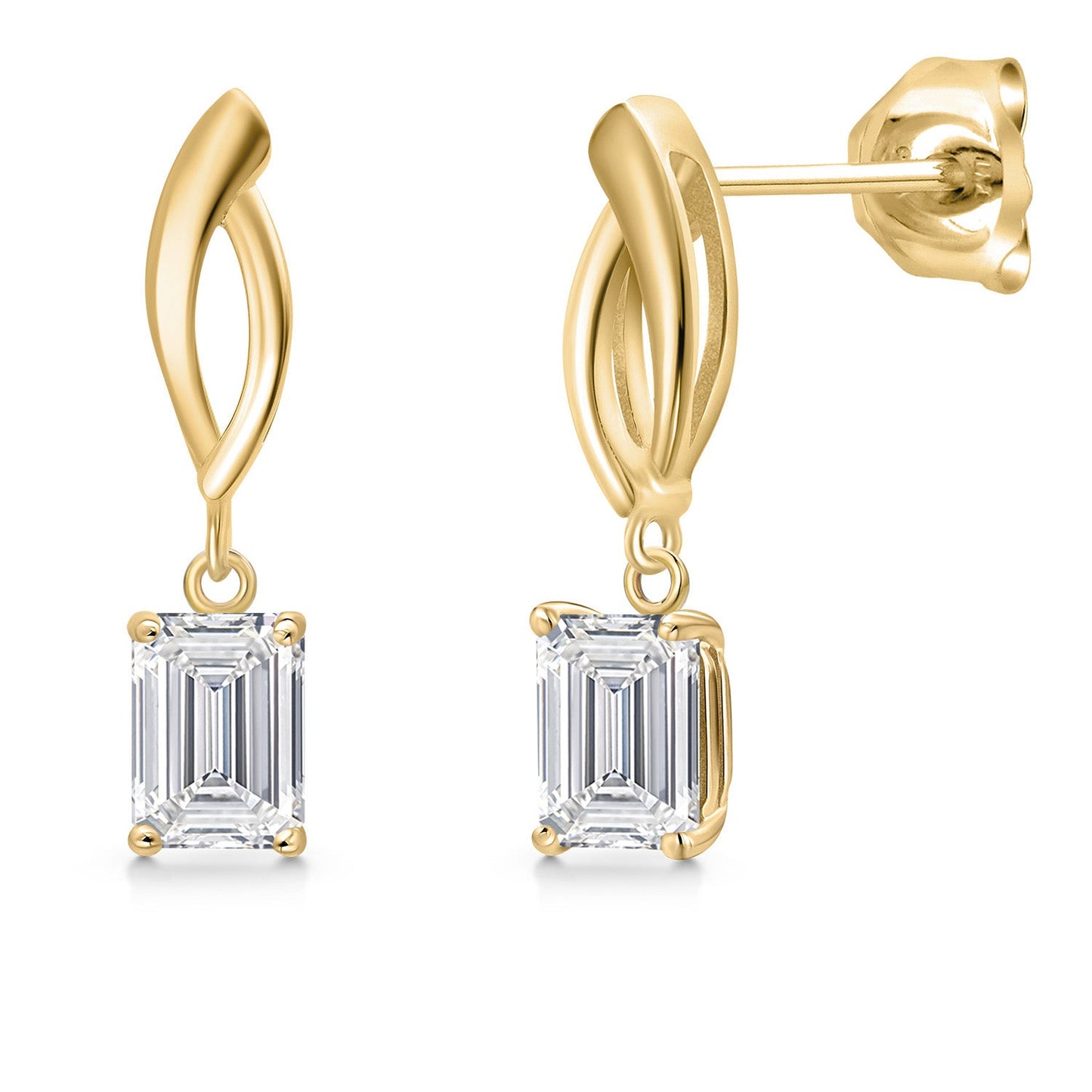 10K Yellow Gold Gemstone Birthstone Infinity Dangle Earrings | Emerald Cut 6X4MM | Gold Earrings for Women | Fine Jewelry Gifts for Her Mom Women Wife