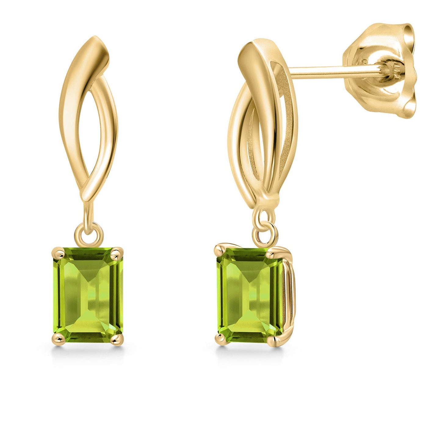 10K Yellow Gold Gemstone Birthstone Infinity Dangle Earrings | Emerald Cut 6X4MM | Gold Earrings for Women | Fine Jewelry Gifts for Her Mom Women Wife