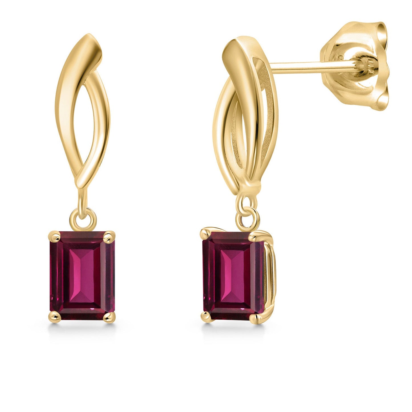 10K Yellow Gold Gemstone Birthstone Infinity Dangle Earrings | Emerald Cut 6X4MM | Gold Earrings for Women | Fine Jewelry Gifts for Her Mom Women Wife