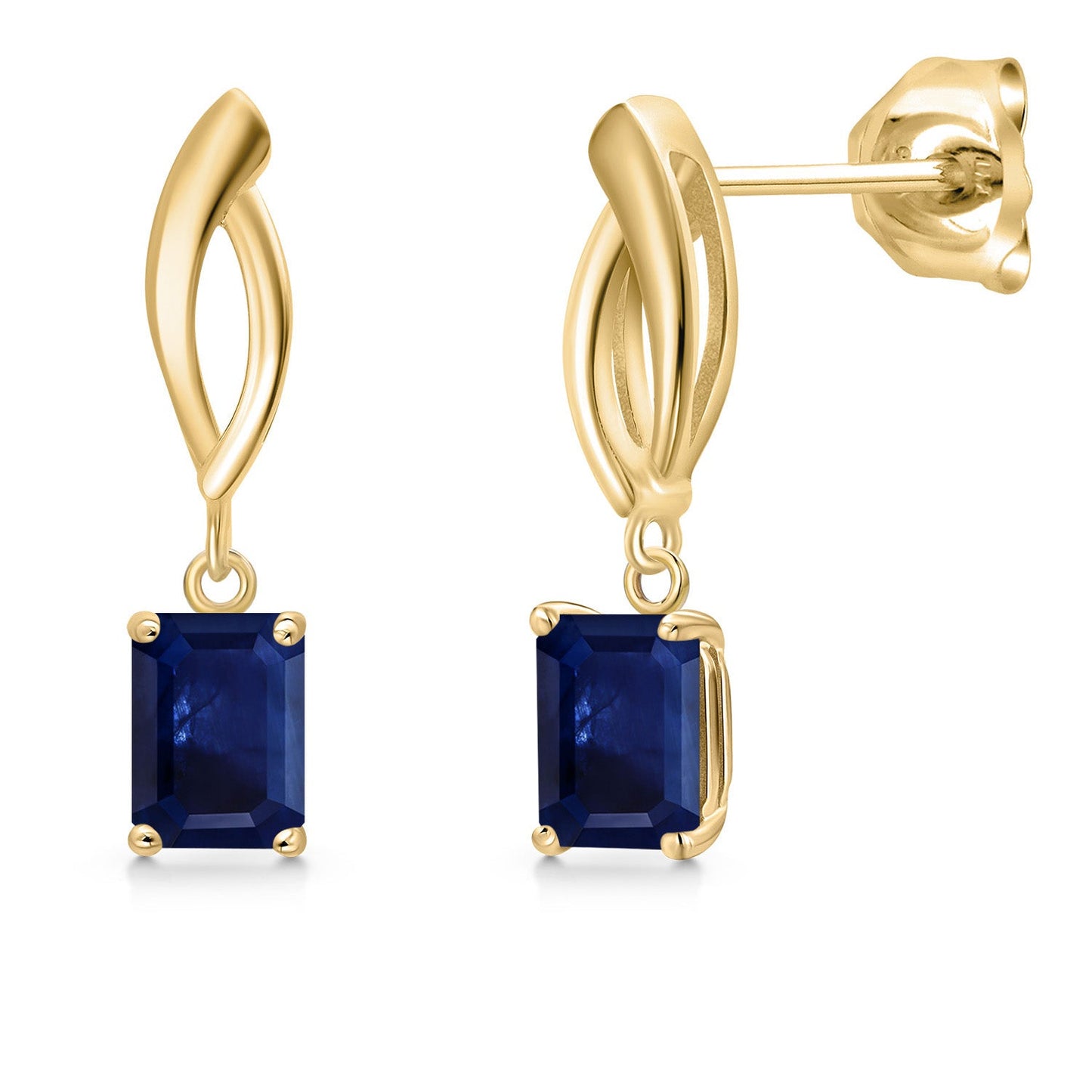 10K Yellow Gold Gemstone Birthstone Infinity Dangle Earrings | Emerald Cut 6X4MM | Gold Earrings for Women | Fine Jewelry Gifts for Her Mom Women Wife