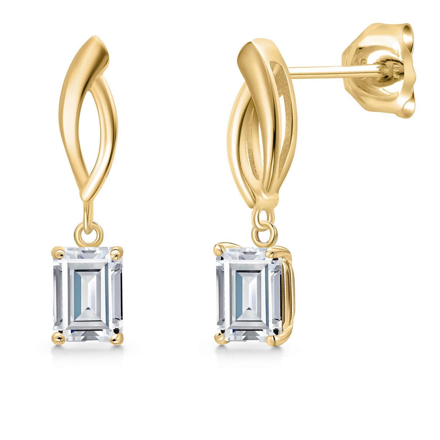 10K Yellow Gold Gemstone Birthstone Infinity Dangle Earrings | Emerald Cut 6X4MM | Gold Earrings for Women | Fine Jewelry Gifts for Her Mom Women Wife