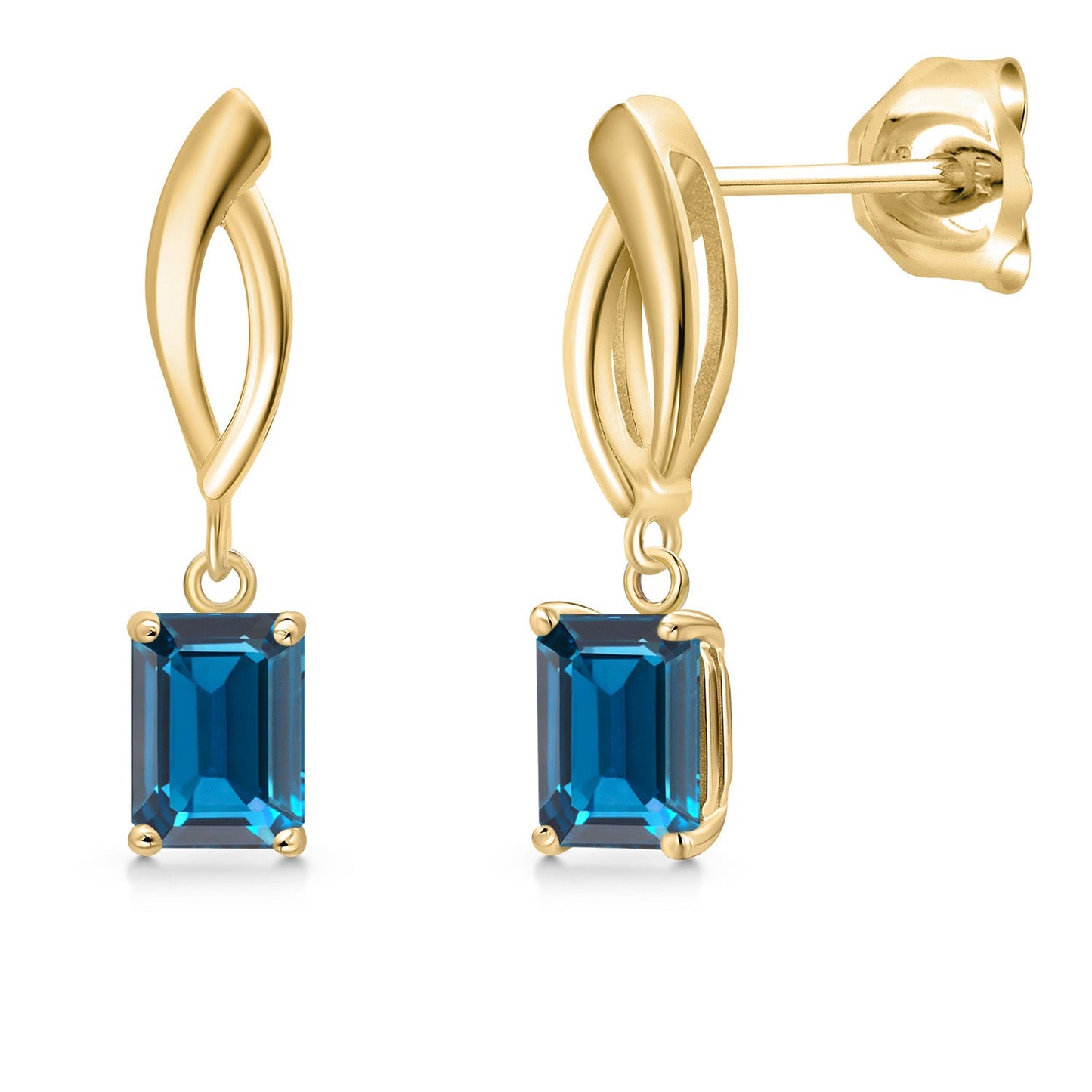 10K Yellow Gold Gemstone Birthstone Infinity Dangle Earrings | Emerald Cut 6X4MM | Gold Earrings for Women | Fine Jewelry Gifts for Her Mom Women Wife