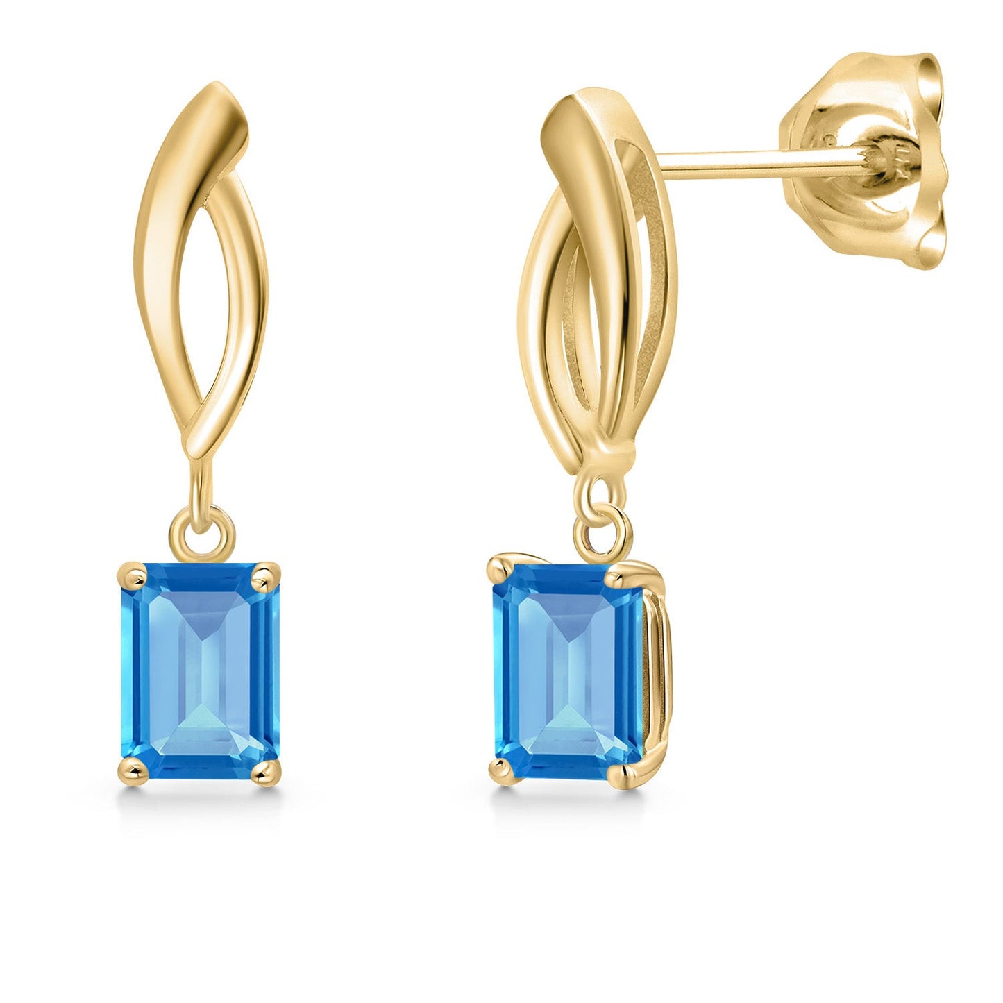 10K Yellow Gold Gemstone Birthstone Infinity Dangle Earrings | Emerald Cut 6X4MM | Gold Earrings for Women | Fine Jewelry Gifts for Her Mom Women Wife