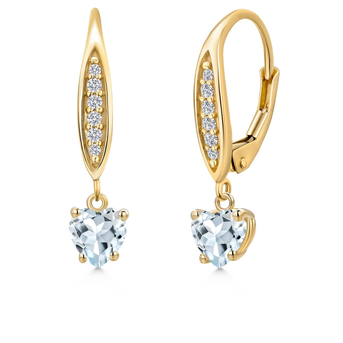 10K Yellow Gold 5MM Heart Shape Gemstone Birthstone and Lab Grown Diamond Dangle Earrings for Women | Fine Jewelry Gifts for Her Mom Women Wife