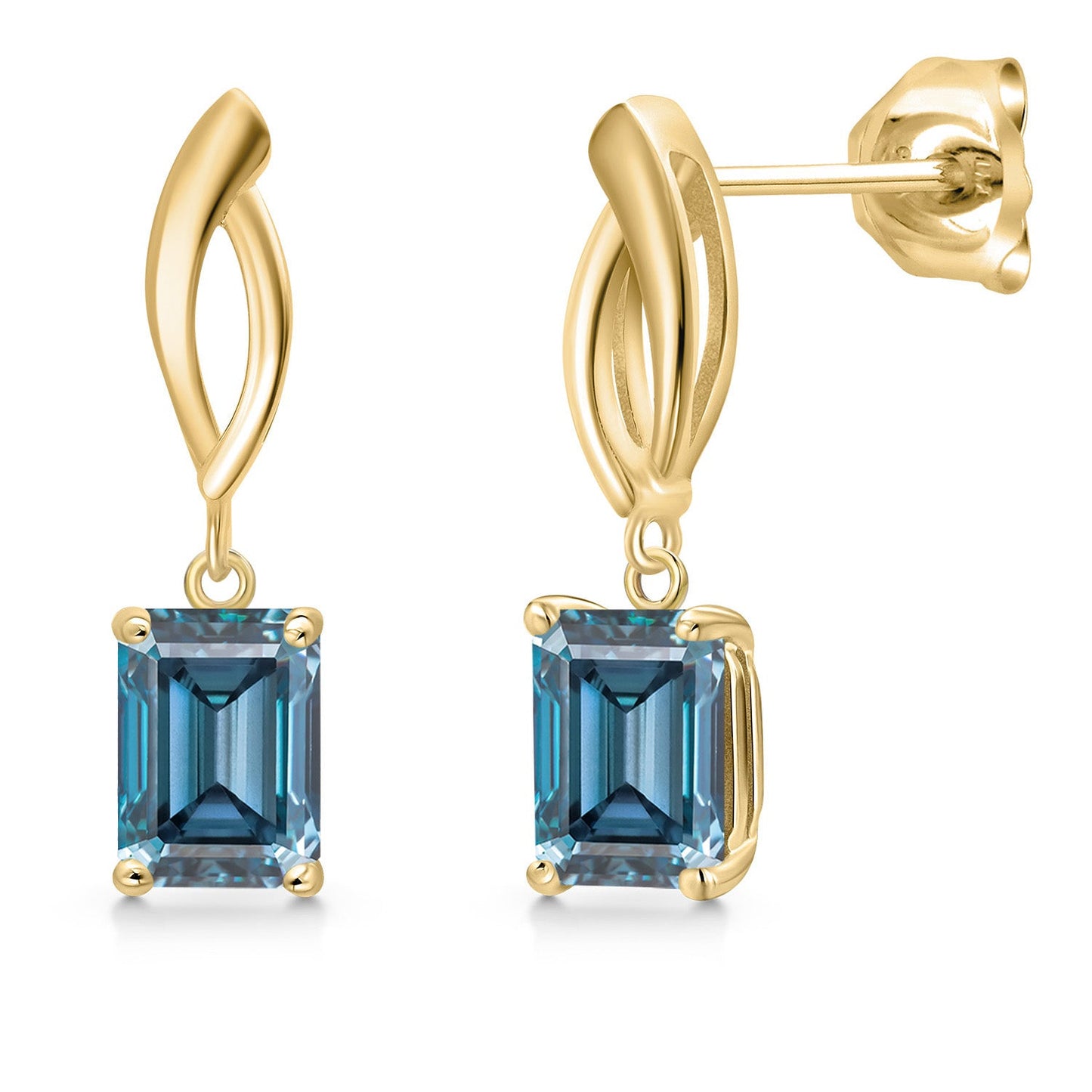 Infinity Dangle Earrings For Women | 10K Yellow Gold | 7X5MM Emerald Cut Gemstone Birthstone | Gold Earrings For Women