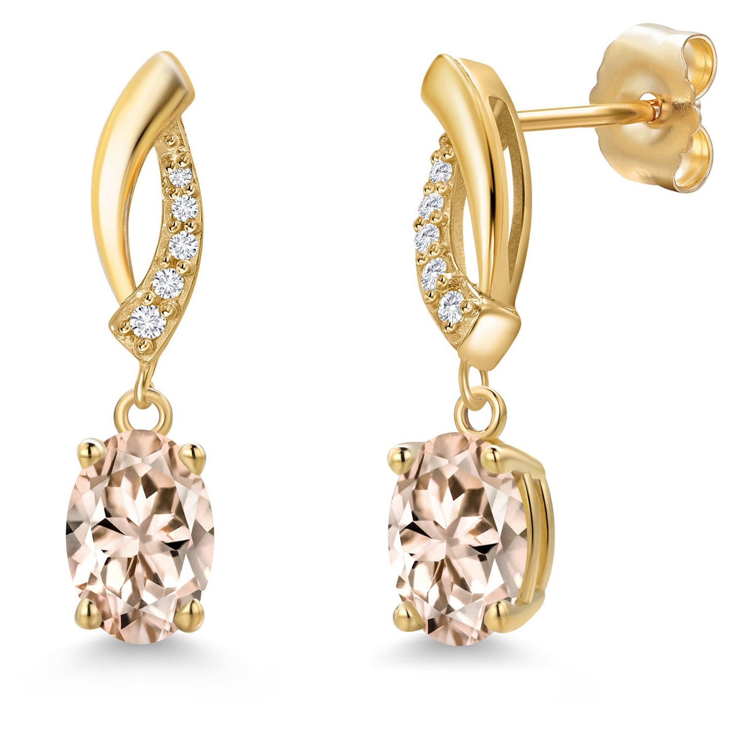 14K Yellow Gold 7X5MM Oval Cut Gemstone Birthstone and Lab Grown Diamond Dangle Earrings for Women | Fine Jewelry Gifts for Her Mom Women Wife