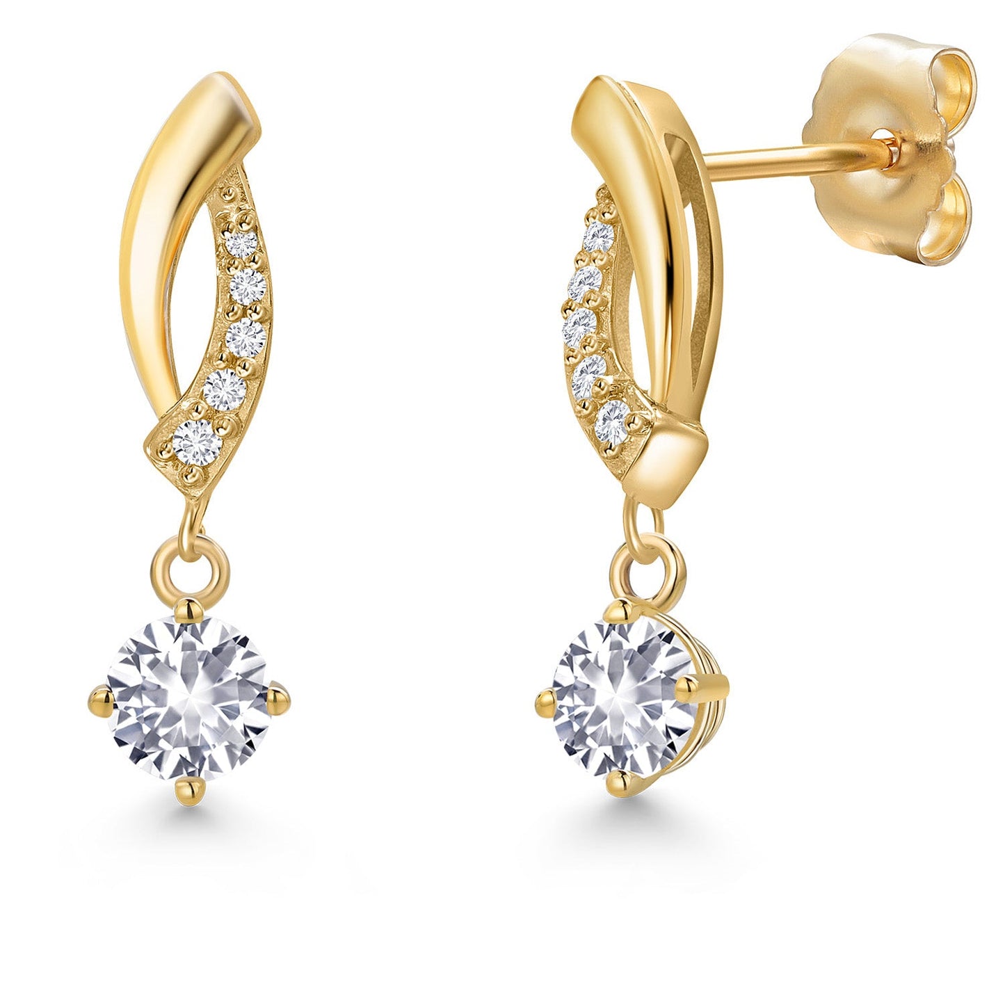 14K Yellow Gold Gemstone Birthstone and Lab Grown Diamond Dangle Earrings for Women | Round 4MM and 1MM | Fine Jewelry Gifts for Her Mom Women Wife