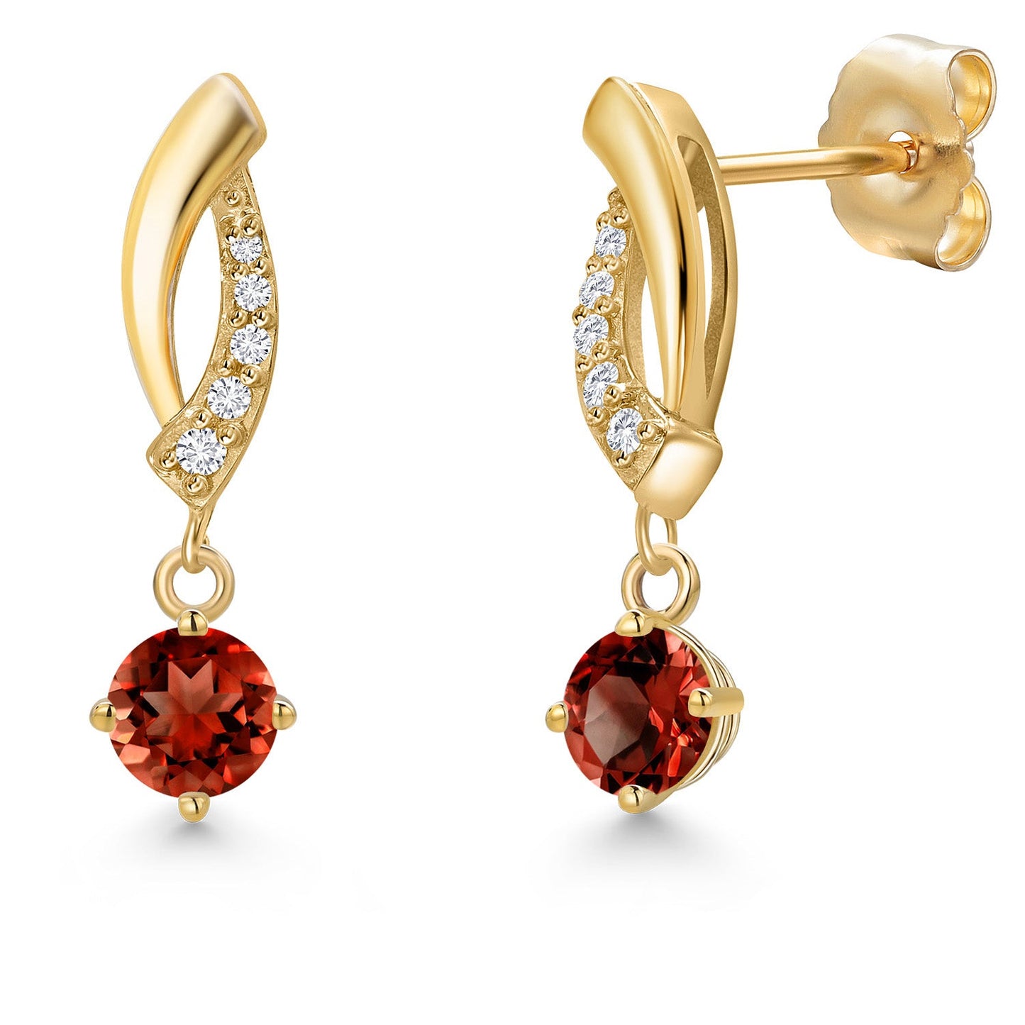 14K Yellow Gold Gemstone Birthstone and Lab Grown Diamond Dangle Earrings for Women | Round 4MM and 1MM | Fine Jewelry Gifts for Her Mom Women Wife