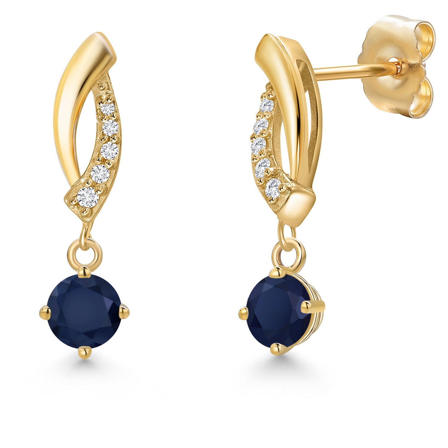 14K Yellow Gold Gemstone Birthstone and Lab Grown Diamond Dangle Earrings for Women | Round 4MM and 1MM | Fine Jewelry Gifts for Her Mom Women Wife