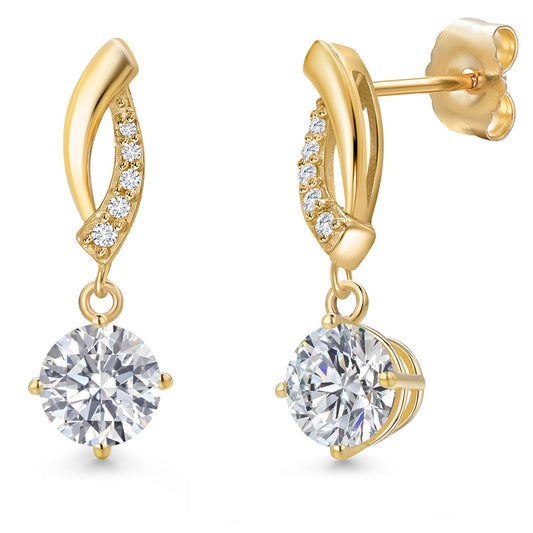 1.50 Cttw IGI Certified Lab Grown Diamond Infinity Dangle Earrings For Women in 14K Yellow Gold | Round Cut Diamonds Each 0.75 Ct | E-F Color | VS1-VS2 Clarity