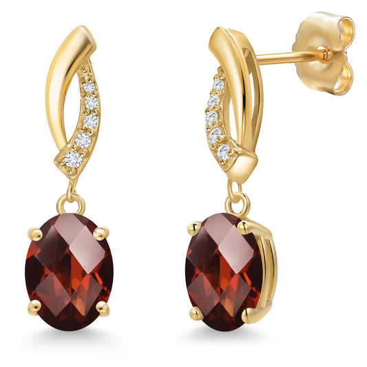 14K Yellow Gold Gemstone Birthstone and White Lab Grown Diamond Infinity Stud Dangle Earrings for Women | Oval Cut 8X6MM | Round 1MM | Fine Jewelry Gifts for Her Mom Women Wife