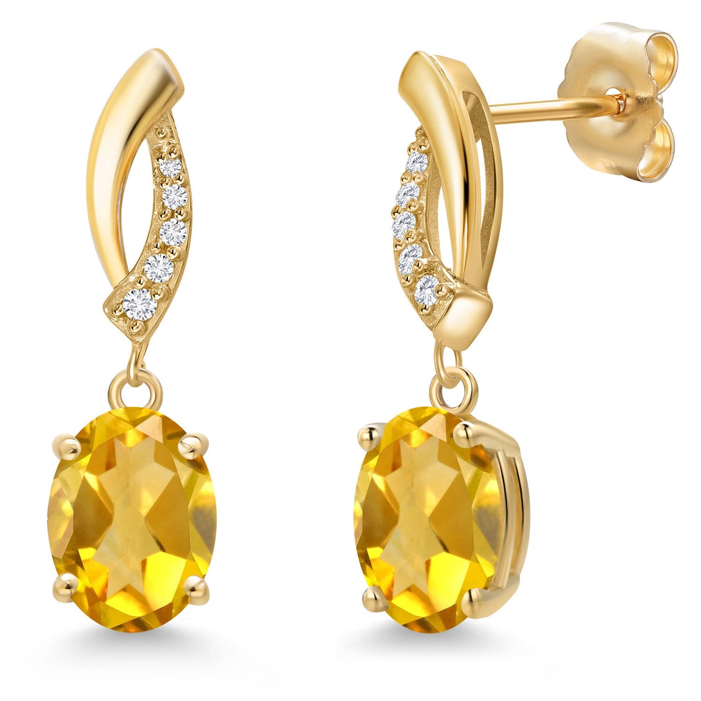 14K Yellow Gold Gemstone Birthstone and White Lab Grown Diamond Infinity Stud Dangle Earrings for Women | Oval Cut 8X6MM | Round 1MM | Fine Jewelry Gifts for Her Mom Women Wife