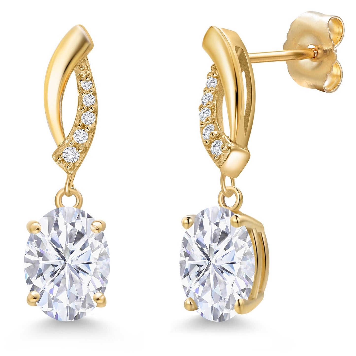 14K Yellow Gold Gemstone Birthstone and White Lab Grown Diamond Infinity Stud Dangle Earrings for Women | Oval Cut 8X6MM | Round 1MM | Fine Jewelry Gifts for Her Mom Women Wife