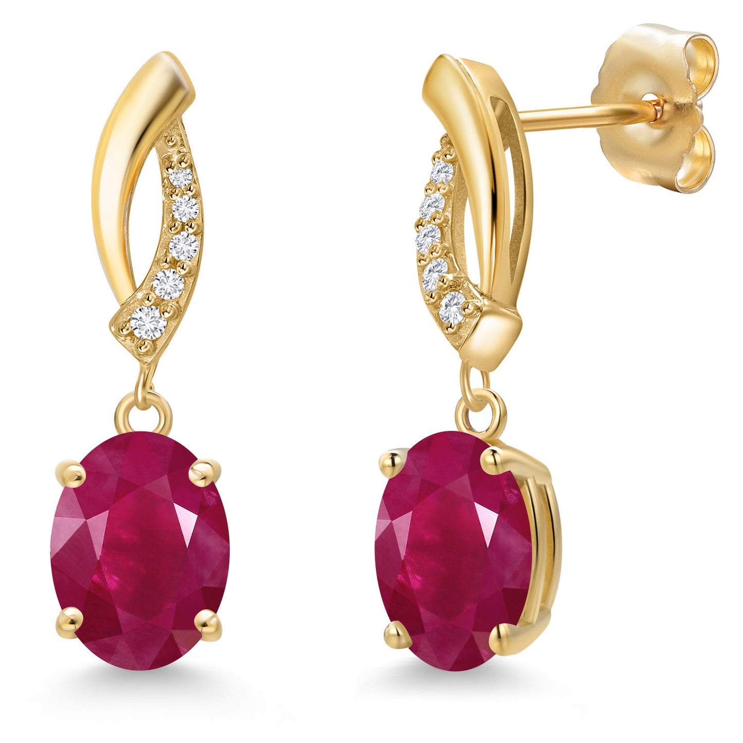 14K Yellow Gold Gemstone Birthstone and White Lab Grown Diamond Infinity Stud Dangle Earrings for Women | Oval Cut 8X6MM | Round 1MM | Fine Jewelry Gifts for Her Mom Women Wife