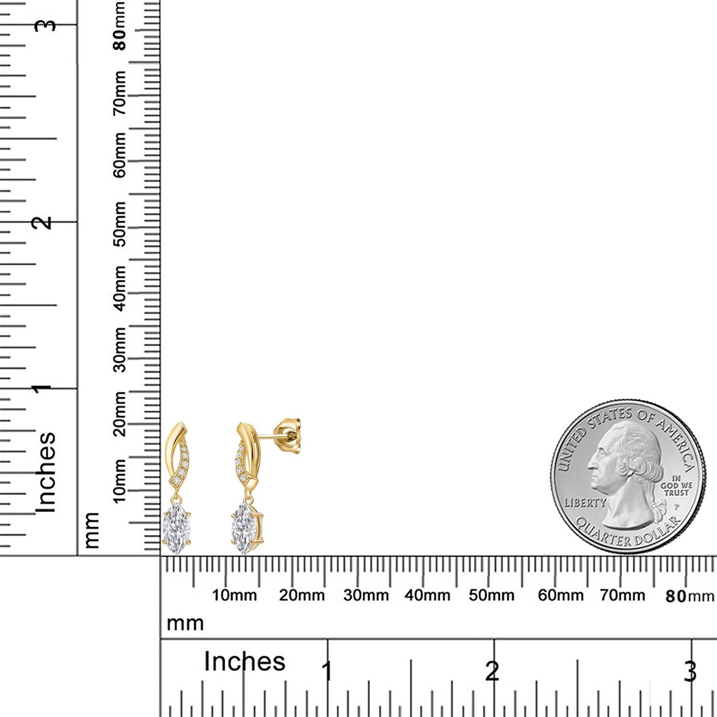 14K Yellow Gold Gemstone Birthstone and Lab Grown Diamond Dangle Earrings for Women | Marquise Cut 8X4MM and Round 1MM | Fine Jewelry Gifts for Her Mom Women Wife