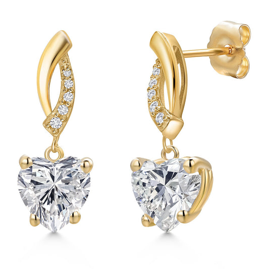 4.10 Cttw IGI Certified Lab Grown Diamond Infinity Dangle Earrings For Women in 14K Yellow Gold | Heart Shape Diamonds Each 2 Ct | E-F Color | VS1-VS2 Clarity