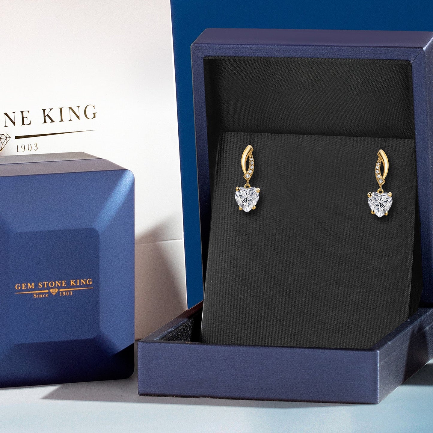 4.10 Cttw IGI Certified Lab Grown Diamond Infinity Dangle Earrings For Women in 14K Yellow Gold | Heart Shape Diamonds Each 2 Ct | E-F Color | VS1-VS2 Clarity