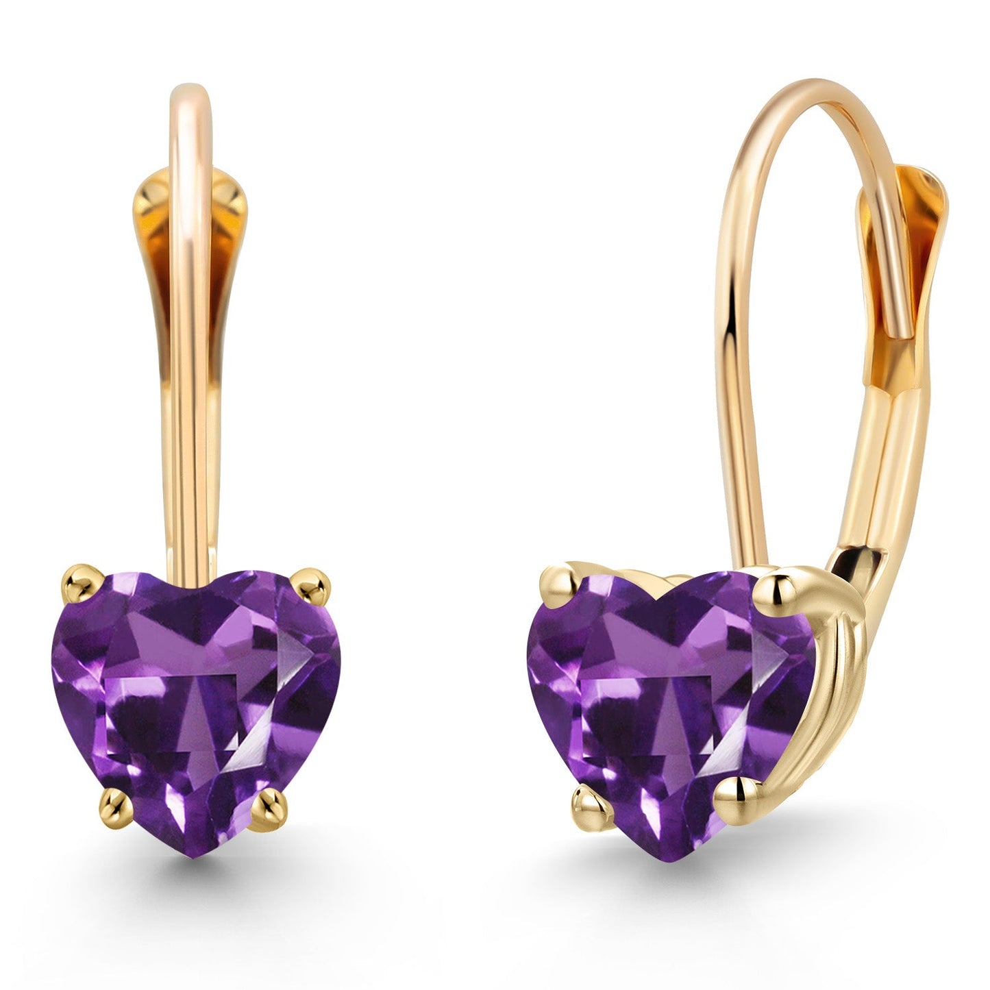 5MM Heart Shape Gemstone Birthstone Leverback Earrings for Women In 14K Yellow Gold | Fine Jewelry Gifts for Her Mom Women Wife | Gold Heart Earrings