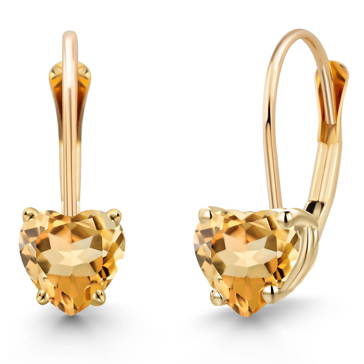 5MM Heart Shape Gemstone Birthstone Leverback Earrings for Women In 14K Yellow Gold | Fine Jewelry Gifts for Her Mom Women Wife | Gold Heart Earrings