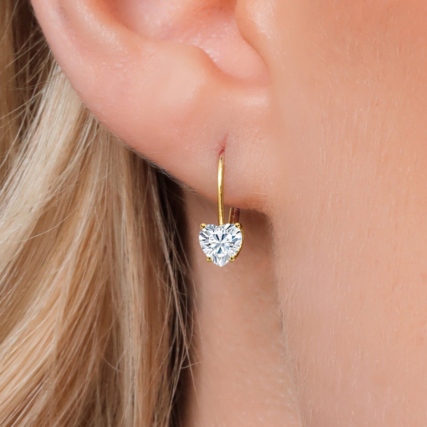 5MM Heart Shape Gemstone Birthstone Leverback Earrings for Women In 14K Yellow Gold | Fine Jewelry Gifts for Her Mom Women Wife | Gold Heart Earrings